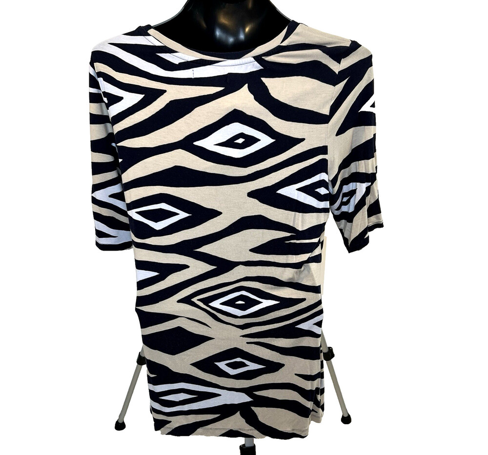 Banana Republic - Women's L Top Stretch Short Sleeve Diamond Ikat Print - Picture 12 of 15